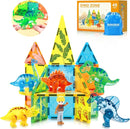 Dinosaur Magnetic Tiles,Animals Magnet Building Blocks Toys Dino World,3D STEM Educational Magnet Tiles for Boys Girls Kids Age 3 4 5 6 7 8 by TinyTreasures Baby Boutique
