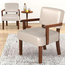 Accent Chair Set of 2 with Table, PU Leather Chair for Living Room Oversized Armchair with Soft Seat and Armrests for Bedroom Dinning Reading Waiting Room (Leather Beige) by CozyNest Decor