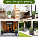 THE BLOOM TIMES 2ft Boxwood Topiary Ball Trees Artificial Outdoor Set of 2, 24" Faux Evergreen Plants Outside UV Resistant Greenery, Fake Potted Bushes and Shrubs for Front Porch Planter Patio Decor by GreenHaven Gardens