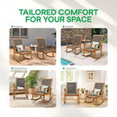 Idzo Wood Wicker Rocking Chair, 400 lbs Capacity, Durable Eucalyptus Wood, Natural Finish, Comfortable Curvy Design, Ideal for Deck, Patio Furniture, Teak Outdoor Furniture, Set of 2 by CozyNest Decor