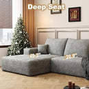108" Sectional Couches for Living Room Modern Modular Sofa with L-Shape Couchs Upholstered Boneless Couch Deep Seat Sectional Couch with Chaise (Grey, Left Facing Chaise+2Seaters+1Ottoman) by CozyNest Decor