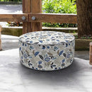 LVTXIII Indoor/Outdoor Inflatable Ottoman, D31 x H14 Inch Large Round Ottoman, All Weather Foot Rest Stool, Portable Footrest for Patio, Garden, Camping and Home - Breeze Leaves Beige by CozyNest Decor