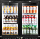 Tylza Back Bar Cooler With 2 Glass Doors, 200L Under Counter Back Bar Refrigerator with LED Lighting, Safety Locks, Counter Height Bar Beverage Cooler for Beer, Soda Drinks, Wine, Black by CozyNest Decor