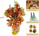 RECUTMS 2pcs Artificial Hanging Maple Leaves Plants Fake Fall Vines Plants Faux Autumn Hanging Fall Artificial Mums for Indoor Outdoor Thanksgiving Party Wedding Home Wall Door Decor(Green Yellow)