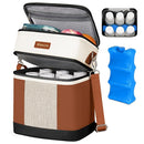 Mancro Breast milk Cooler Travel Bag Fits 6 Bottles Up to 9 Ounces，Double Layer Baby Bottle Cooler Bag with Ice Pack，Insulated Baby Bottle Bags for Daycare & Nursing Moms,Black and Brown by TinyTreasures Baby Boutique