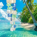 Bellaa 22906 Wind Chimes Outdoor, Garden Decorations, Musical, Indoor/Outside Windchimes, Beach, Ocean Breeze, Gifts for Mom, Gift for All Occasions, Capiz Sea Glass Shells Wood White Blue Green by CozyNest Decor