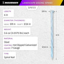 Sandbaggy 6 inch Galvanized Landscape Edging Spikes - Spiral Landscape Nails - 7 Gauge Steel - Great for Hard Rocky Soil - Also Great for Paver Edging, Artificial Turf, Landscape Fabric (200, 6 inch) by CozyNest Decor