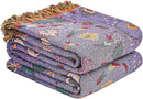 Boho Fall Throw Blanket for Bed Purple Flowers，100% Ultra Cotton Soft Breathable Bed Throw Floral Printed Farmhouse Decor Rustic Bed Throws for Couch Sofa Quilt 90" x 98" by CozyNest Decor