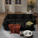 Modern Minimalist Chenille Modular Sectional Sofa, Oversized Deep-Seat U-Shaped Couch with Movable Ottoman, Thick Cushions, Upholstered Sofa for Living Room, Bedroom, Office, Apartment Black 2 Ottoman by CozyNest Decor