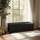 BELLEZE 47 Inch Storage Ottoman, Faux Leather Storage Bench Bedroom Bench with Safety Close Hinge, Ottoman with Storage for Living Room, Entryway, Hallway, Foot Rest, Support 300lbs - Black by CozyNest Decor
