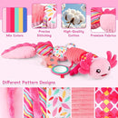 Baby Girls Toys 0-6 6-12 Months,Sensory Axolotl Caterpillar Toys Baby Rattles Musical Tummy Time Toys for 0 3 6 9 12 Months Stuffed Plush with Crinkle, Mirror,Teether for Infant Newborn Shower Gifts by TinyTreasures Baby Boutique