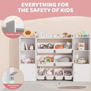 Xilingol Kids Toy Storage Organizer W/8 Removable Toy Bins, 4-Tier Toy Organizers W/6 Storage Cubbies, Kid Bookshelf and Toy Storage for Playroom, Bedroom, Kids Room, Classroom by CozyNest Decor