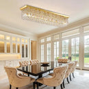10 Lights Gold Flush Mount Rectangle Chandelier, Modern K9 Crystal Chandeliers Light Fixture Rectangular Raindrop Chandelier Pendant Island Light for Living Dining Room Kitchen Bar L47 Inch by CozyNest Decor
