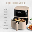 GreenLife Compact Electric Air Fryer Oven, 5.3 QT, PFAS-Free Ceramic Nonstick Drawer, 8 One Touch Digital Display, Easy View Window, Auto Shut-Off Timer, Dishwasher Safe Parts, 1500 Watts, Taupe by CozyNest Decor