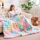 Lotus Karen Faux Fur Blanket Rainbow Twin Size - Big Bubble Rabbit Fluff Blanket for Couch, Small Fluffy Fuzzy Cozy Blanket, Thick Furry Plush Shaggy Blankets, 60x80 Inches by CozyNest Decor