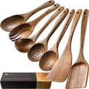 Wooden Spoons for Cooking, Nonstick Cooking Utensil Set with 7 Piece Acacia Wooden Spatulas and Spoons for Cooking, Terrific for Everyday Kitchen Tasks by CozyNest Decor
