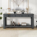Solid Wood Console Table 63 in Long Sofa Table Entryway Table with 4 Drawers and Bottom Shelf for Hallway Living Room Couch Table,Fully Assembled,63" Tan by CozyNest Decor