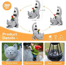 Snowrabbit Cat Statue Garden Decor with Funny Gnome Figurine & Solar Lantern, Motherday Gifts for Mom,Birthday Gift for Women,Cat Statues for Garden,Patio,Yard Decoration, Gray, SR-C-003 by CozyNest Decor