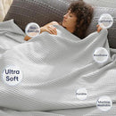 PHF Ultra Soft Waffle Weave Blanket Queen Size 90"x 90"- Washed Lightweight Breathable Cozy Woven Blanket for Bed - Aesthetic Decor for Couch Bedding Sofa Home Car - Light Grey by CozyNest Decor