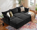 102.6" Luxury Modular Sleeper Sofa Bed 6 Seat Reversible Sectional Couch Deep Seat with Storage Chaises Removable Cover for Living Room, Apartment - Chenille Black by CozyNest Decor