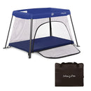 Dream On Me Travel Light Playard with Mesh Zipper Door in Navy by TinyTreasures Baby Boutique
