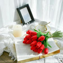 Mandy's Artificial Tulips 20 Stems Red PU Faux Flowers for Wedding Home Decor 13.5 Inch by CozyNest Decor