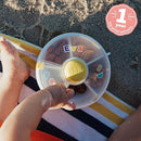 GoBe Kids Small Snack Spinner Flip Bundle with Hand Strap and Sticker Sheet - Reusable Snack Container with 5 Compartment Dispenser and Lid | BPA/PVC Free | Dishwasher Safe | No Spill- Mint Green by TinyTreasures Baby Boutique