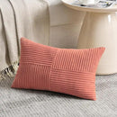 Fancy Homi 2 Packs Coral Long Lumbar Decorative Throw Pillow Covers 16x24 Inch for Couch Bed Sofa, Rustic Farmhouse Boho Home Decor, Soft Striped Corduroy Rectangle Accent Peach Cushion Case 40x60 cm by CozyNest Decor