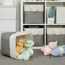 DULLEMELO Cube Storage Bins Set of 4 Fabric Storage Cubes Organizer Bin with Handles, Collapsible 12 Inch Cube Storage Baskets for Organizing, Closet, Shelf, Nursery (White&Grey) by TinyTreasures Baby Boutique