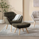 Modern Sherpa Accent Chair with Ottoman Set of 2, Fluffy Upholstered Lounge Chair with Footrest, Comfy Living Room Side Boucle Armchair for Small Space Bedroom, Green by CozyNest Decor