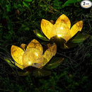 Garden Solar Lights Outdoor(2Pack) , Amber Crackle Globe Glass Lotus Decoration , Waterproof Orange Metal LED Flower Lights for Patio,Lawn,Walkway,Tabletop,Ground, Garden Gifts for Women by CozyNest Decor