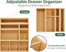 Kootek Bamboo Drawer Organizer with Removable Dividers, 6 Pcs Adjustable Kitchen Drawer Organizer Utensils Bamboo Organizers Silverware Storage Box Cutlery Tray Multi-Use for Bathroom, Makeup, Office by CozyNest Decor