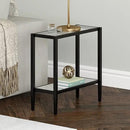 Henn&Hart 24" Wide Rectangular Side Table with Glass Shelf in Blackened Bronze, Table for Living Room, Bedroom by CozyNest Decor