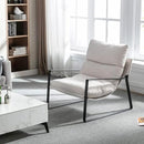 DUOMAY Mid-Century Accent Chair Armchair, Comfy Linen Fabric Leisure Chair Lazy Chair with Metal Leg for Living Room Bedroom Office Apartment, White by CozyNest Decor