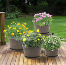 Quarut 14 Inch Plastic-Flower-Pot-for-Indoor-Plants, 4 Pack Large Outdoor Planter Pot with Drainage Holes & Saucers, Resin Decorative Garden Pots Planters（Brown） by CozyNest Decor
