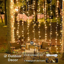 JMEXSUSS 600 LED Christmas Curtain Lights Outdoor, 9.5x19.6ft Christmas String Light Plug in with Remote, 8 Modes Wall Hanging Lights for Bedroom Party Backdrop Wedding Xmas Decor, Warm White by CozyNest Decor