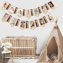 pinkblume 1st Birthday Burlap Photo Banner Garland Handmade Felt from Newborn to 12 Months with Gradient Brown Ribbon for Baby Boy Girl Monthly Milestones First Birthday Party Decoration Supplies by TinyTreasures Baby Boutique