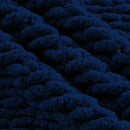 Carriediosa Chunky Knit Throw Blanket 50" X 60", 100% Hand Made Large Chenille Loop Yarn Soft Fluffy Throws for Couch Sofa Bed, Big Crochet Cozy Heavy Thick Cable Woven Blankets, Navy Blue by CozyNest Decor