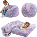 COMAX Kids Bean Bag Chair Turn into Beanbag Bed, Toddler Bean Chair for Girl Boy Sleeping, Lazy Children Bean Bags with Filler, Convertible Child Floor Mattress, Purple Unicorn by TinyTreasures Baby Boutique