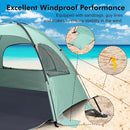 WhiteFang Beach Tent Anti-UV Portable Sun Shade Shelter for 3/4/6/8 Person, Extendable Floor with 3 Ventilating Mesh Windows Plus Carrying Bag, Stakes and Guy Lines by TinyTreasures Baby Boutique