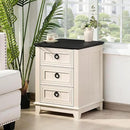 18" Farmhouse Night Stand with 3 Drawers, Wood End Table Dresser for Bedroom, White Nightstand, Bed Side Table with Metal Handle, Bedside Cabinet for Bedroom Living Room, Closet by CozyNest Decor