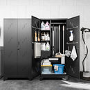 Metal Garage Storage Cabinet, 75” Cleaning Tool Cabinet with Hooks and Hanging Rods, Heavy Duty Garden Tool Organizer, Broom Cabinets for Home, Garage, Laundry Room, Gym, Workshop by CozyNest Decor