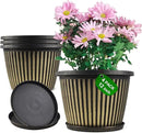 12 inch Planter Indoor Outdoor Plant Pots, 4 Pack Large Plastic Flower Pots with Saucer and Drainage Holes, Decorative Modern Garden Pots for Houseplants by CozyNest Decor