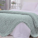 Bigacogo Chunky Knit Throw Blanket for Couch, 51x63 inches, 100% Hand Knitted with Thick Jumbo Chenille Yarn, Cozy Soft Large Rope Knot Cable Crochet Blankets for Sofa Bed Living Room, Misty Green by CozyNest Decor