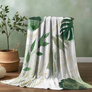 Sage Green Leaf Throw Blanket Mid-Century Green and Gold Boho Flannel Blankets for Couch Bed Living Room Sofa, Decorative Patterned Super Soft Cozy, 50x60 in by CozyNest Decor