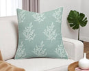 VAGMINE Embroidered Leaves Throw Pillow Cover - 18x18 Inches Square - 100% Cotton Light Teal Decorative Cushion Cover - Elegant Embroidery Pattern - Coastal Home Accent for Sofa, Bed, Living Room by CozyNest Decor