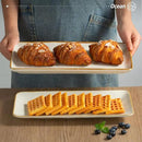 famiware Serving Platter, Rectangular 15.67/14.1/12.6inch Serving Dishes for Entertaining, Microwave Dishwasher Safe, Stoneware Serving Trays for Party, Turkey, Cheese, Ocean Series, Vanilla White by CozyNest Decor