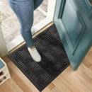 Mibao Front Door Mat Outside Entrance, Durable Outdoor Indoor Mat, Low Profile Heavy Duty Doormat, Non-Slip, Traps Dirt and Moisture, Easy Clean Patio Porch Entryway Mat, 29.5" x 17", Black by CozyNest Decor