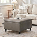 HUIMO Square Leather Storage Ottoman,Ottoman Coffee Table with Storage for Living Room (Taupe) by CozyNest Decor