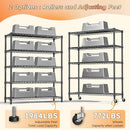 REIBII Storage Shelves with Wheels Wide Wire Shelving Unit with Wheels 75.2"H Tall Metal Shelves for Storage Sturdy Heavy Duty Shelving Deep Pantry Shelves 5 Tier Storage Rack, Keep Organized, 2 Pack by TinyTreasures Baby Boutique